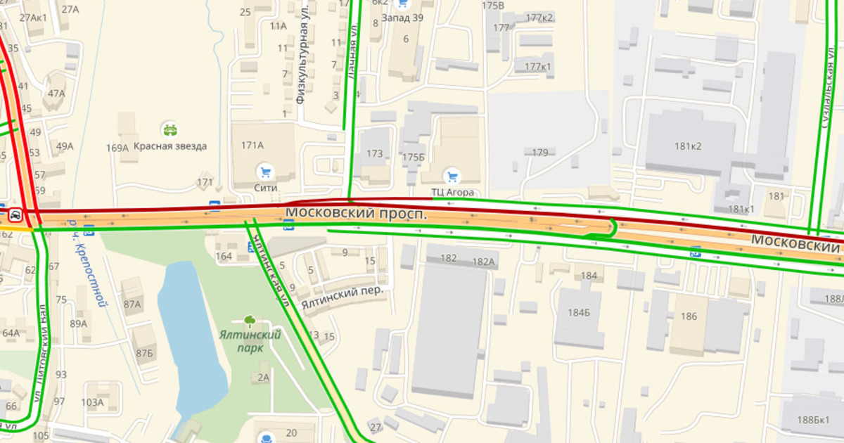Карта с полосами движения москва